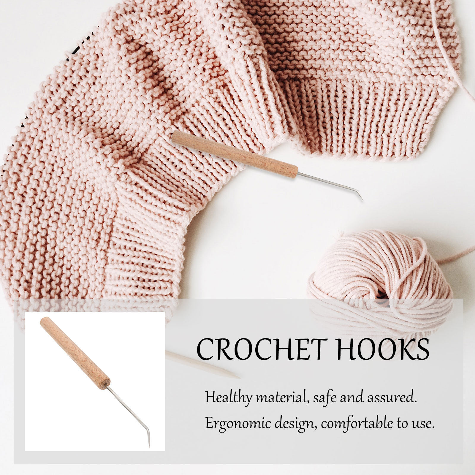 Wooden Crochet Hooks Ergonomic Handle - 1 stuk haaknaald met houten handvat,