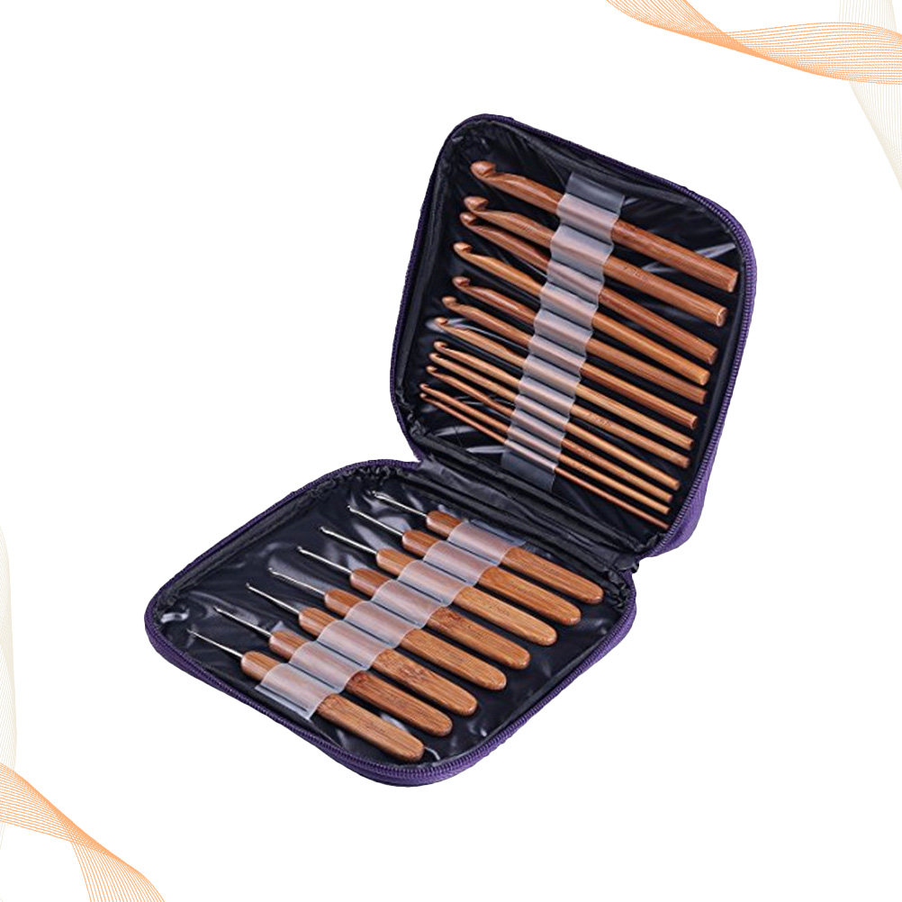 Wooden Crochet Hooks Ergonomic Handle - 1 set haaknaalden van bamboehout, met
