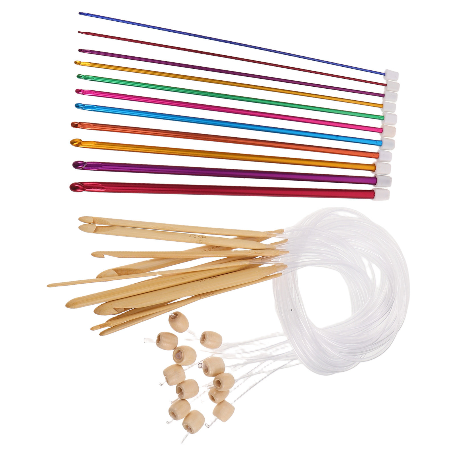1 set kleurrijke haaknaalden v - Wooden Crochet Hooks Ergonomic Handle recensie en prijs