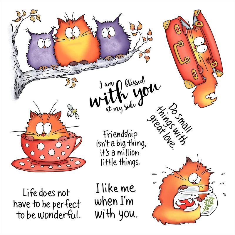 Kawaii Fatty Cats Owl Stansmes - Clear Silicone Stamps For Card Making recensie en prijs