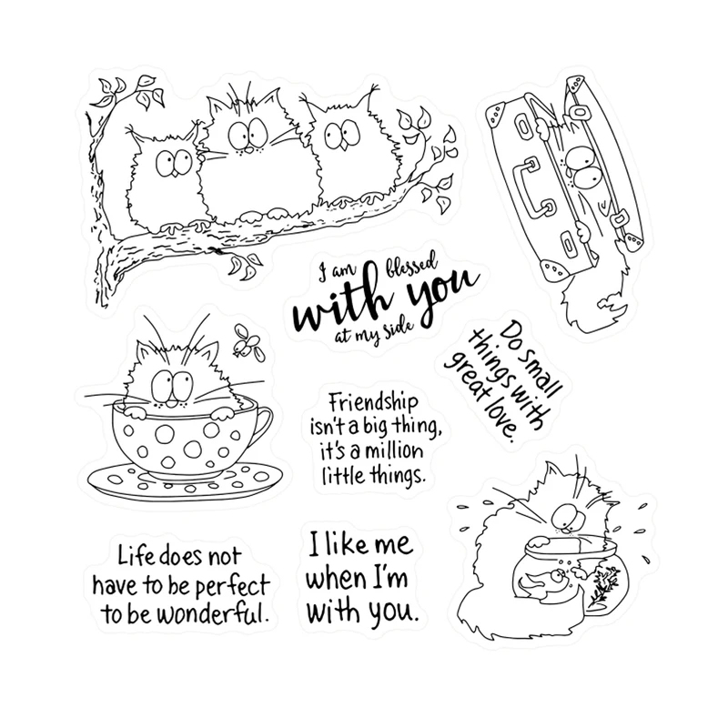 Kawaii Fatty Cats Owl Stansmes - Clear Silicone Stamps For Card Making recensie en prijs
